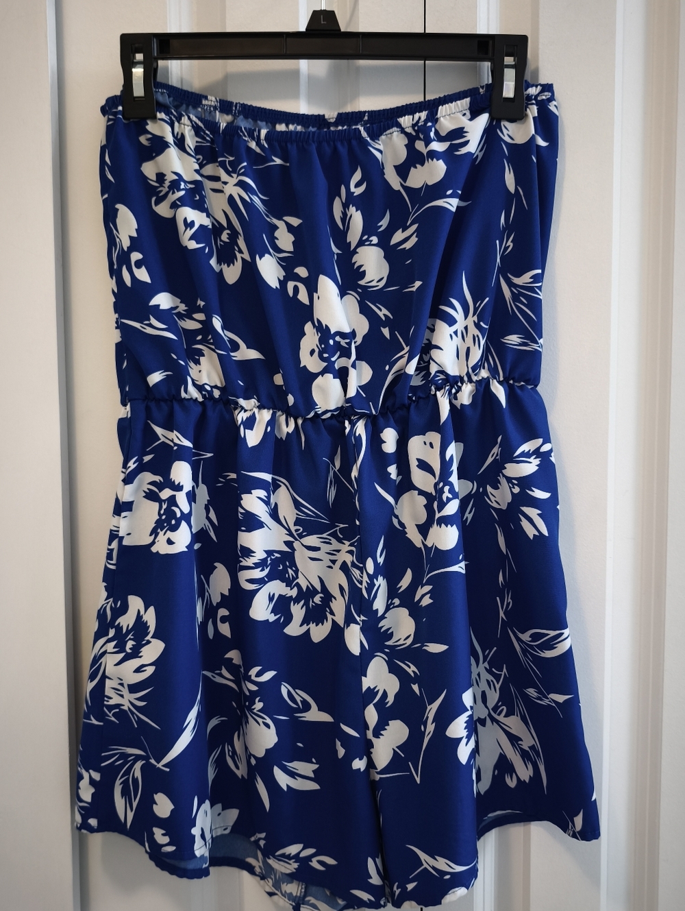 Soly Hux Blue & White Floral Strapless Romper - Picture 3 of 4